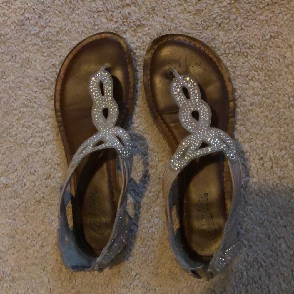 Nude/ tan rhinestone sandals